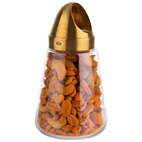 APS snackdispenser, glas/rustfrit stål, 350 ml, guldbeholder af glas, skruelåg af rustfrit stål, - 1 stk (40516)