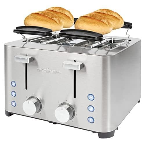 PROFI COOK 4-skive brødrister PC-TA 1252, hus i rustfrit stål, 2 krummeskuffer, ekstra bred - 1 stk (501252)