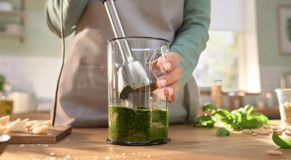 Bosch Household MSM4W220 stavblender 600 W med rørebæger, med målebæger, med hakkertilbehør, BPA-fri hvid, grå (MSM4W220)