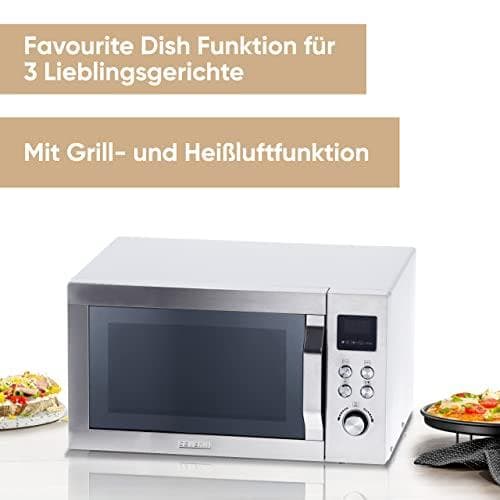 SEVERIN mikroovn MW 7774, grill og varmluft funktion, effekt: ca. 900 watt, 25 liters kogeplads, moderne LED - 1 stk (MW 7774)