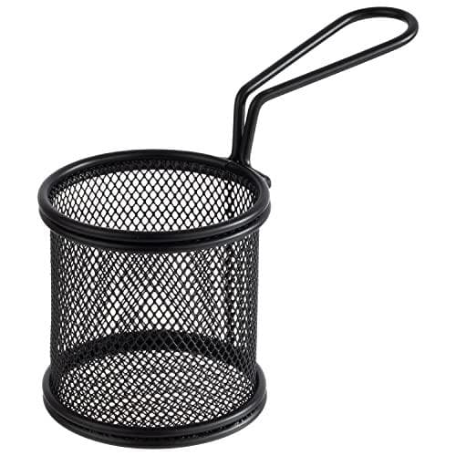 APS serveringsfriturekurv SNACKHOLDER, 80 mm, sort af rustfrit stål, rund, håndtagslængde: 95 mm, højde: 75 mm, - 1 stk (40624)