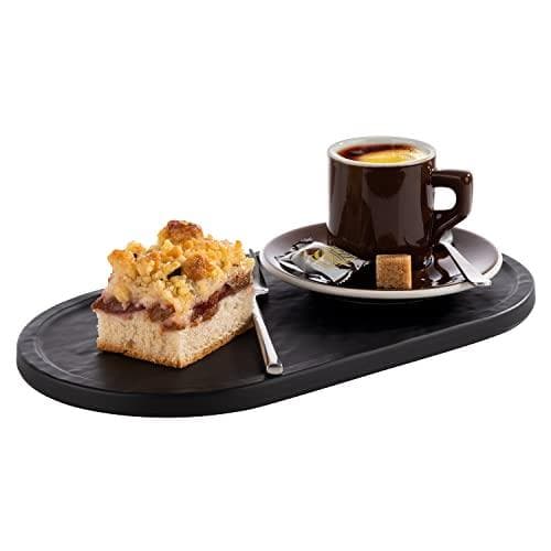 APS-bricka SKIFFER (B)280 x (D)155 x (H)10 mm, svart av melamin, stapelbar, tål maskindisk, - 1 st (85099)