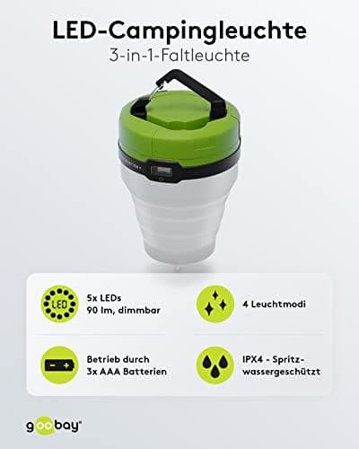 LED retkeilyvalo, 3-in-1, taitettava (58392)