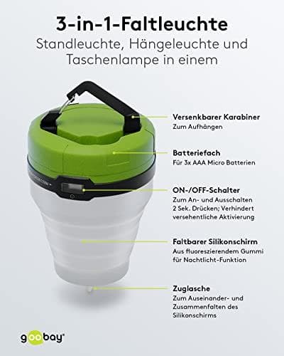 LED retkeilyvalo, 3-in-1, taitettava (58392)