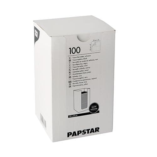PAPSTAR cocktailservietter "PUNTO", 200 x 200 mm, sort serviet, 2-lags, 1/4 fold, med prik på prik mikro - 1 stk (87362)