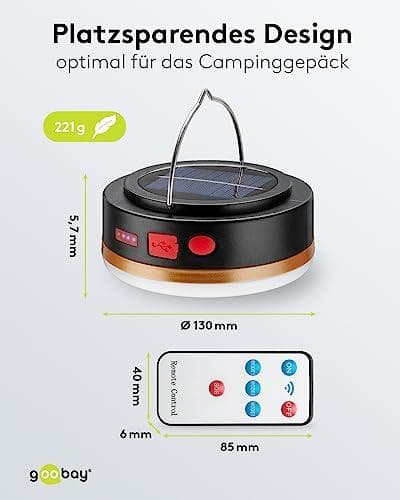 Goobay LED aurinkoretkeilylamppu IR-kaukosäätimellä (60344)