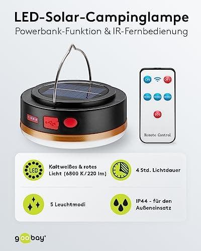 Goobay LED aurinkoretkeilylamppu IR-kaukosäätimellä (60344)