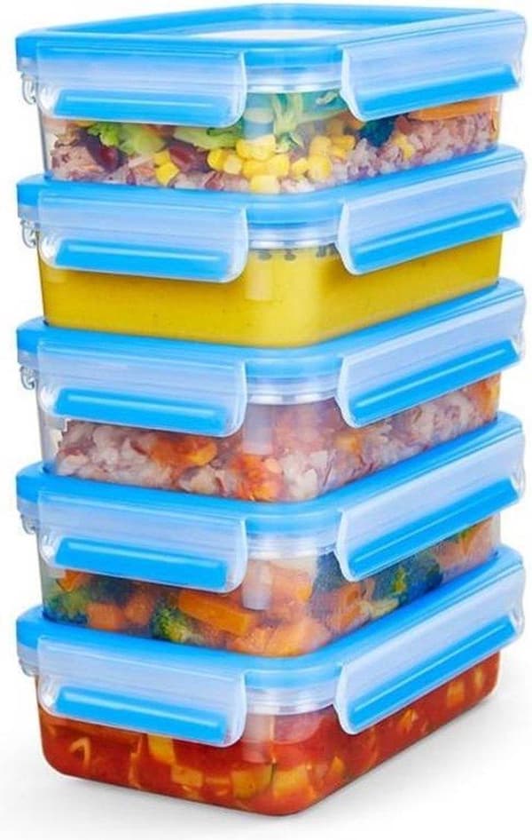 EMSA Clip & Close rektangulärt set 0,8L Blå - Transparent 5 st (N1030700)