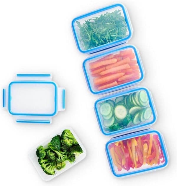 EMSA Clip & Close rektangulärt set 0,8L Blå - Transparent 5 st (N1030700)