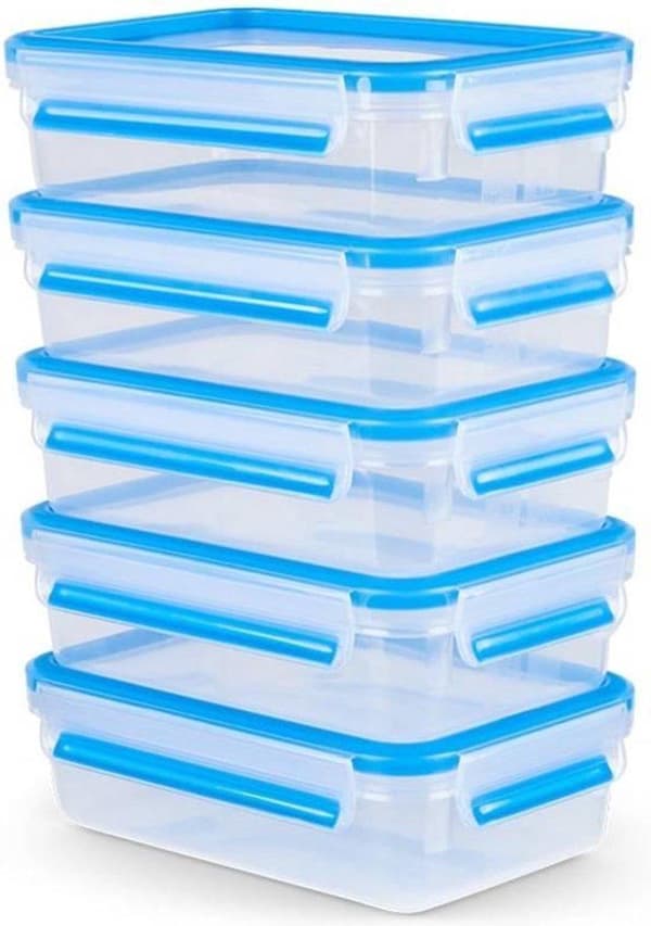 EMSA Clip & Close rektangulärt set 0,8L Blå - Transparent 5 st (N1030700)