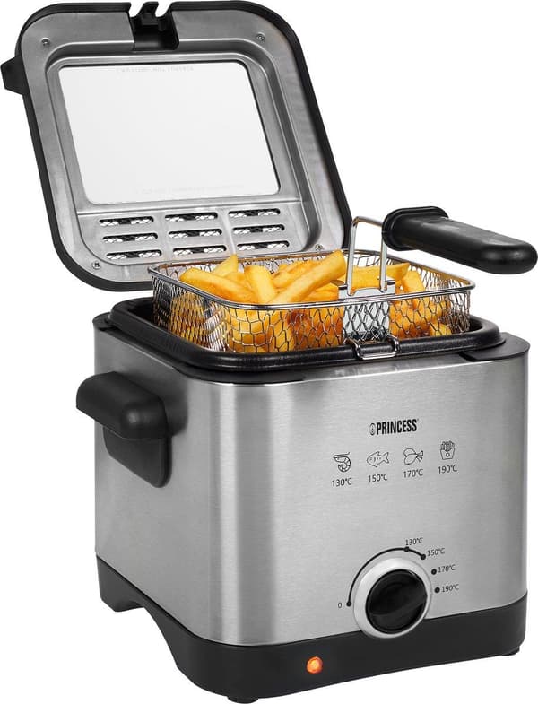 Princess 01.182612.01.001 Minifritös - Fritös - 1,5 L - 130°C - 190°C - Kina - Enkelbild (01.182612.01.001) Svart, Rostfritt stål