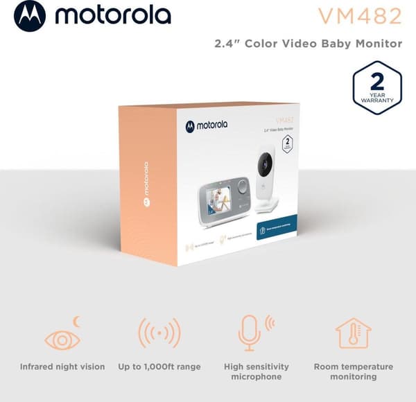 Motorola VM482 Baby Video Monitor 300m FHSS Silver - Vit (505537471011)