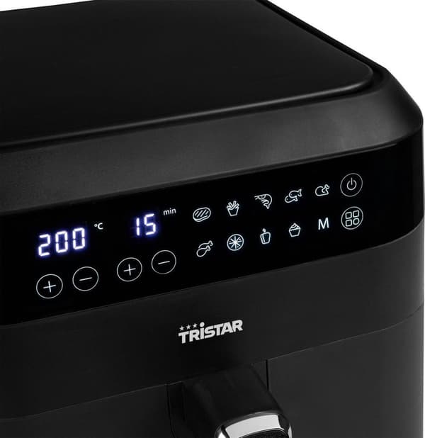 Tristar FR-6999. Produkttyp: Air Fryer Kapacitet: 6L Fritös Kapacitet: 1,5kg Typ: Enkel skärm, Produktens färg: Svart, Kontroller: Touch. Displaytyp: