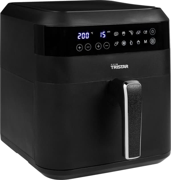 Tristar FR-6999. Produkttyp: Air Fryer Kapacitet: 6L Fritös Kapacitet: 1,5kg Typ: Enkel skärm, Produktens färg: Svart, Kontroller: Touch. Displaytyp: