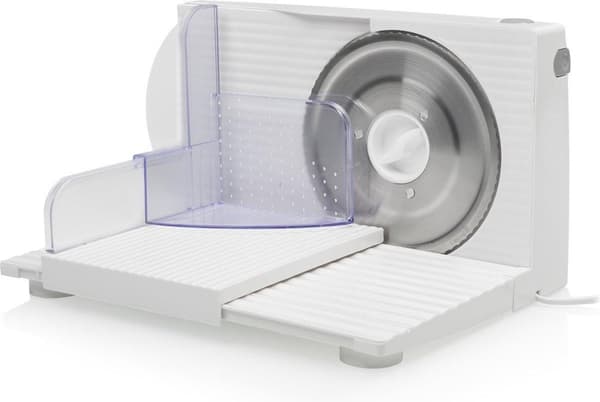 Tristar EM-2098 matskärare. Skivmaskinstyp: Elektrisk, Skivtjocklek (max): 1,5 cm, Produktens färg: Vit. Effekt: 150 W, AC ingångsspänning: 230 V, AC
