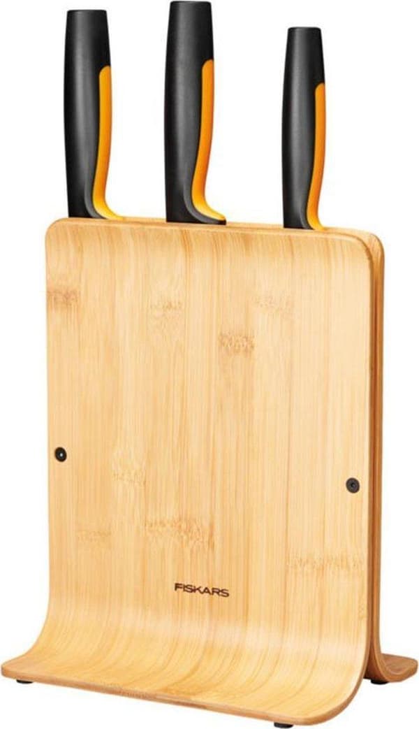 Fiskars funktionell form - Skårknivsblock - Rostfritt stål - Bambu - Plast - Rostfritt stål - Rostfritt stål - Trä - Svart - Orange (1057553)