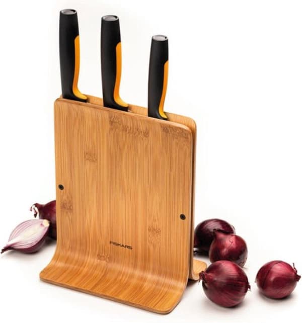 Fiskars funktionell form - Skårknivsblock - Rostfritt stål - Bambu - Plast - Rostfritt stål - Rostfritt stål - Trä - Svart - Orange (1057553)