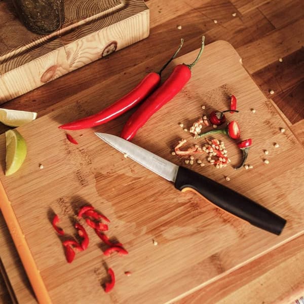 Fiskars funktionell form - Skårknivsblock - Rostfritt stål - Bambu - Plast - Rostfritt stål - Rostfritt stål - Trä - Svart - Orange (1057553)