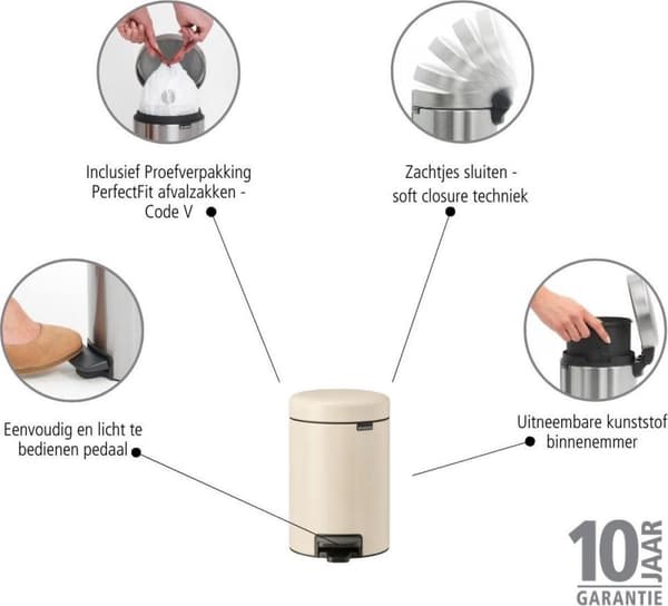 Brabantia NewIcon - 3L - Rund - Beige - Belgien - 16,8 cm - 168 mm (202582)