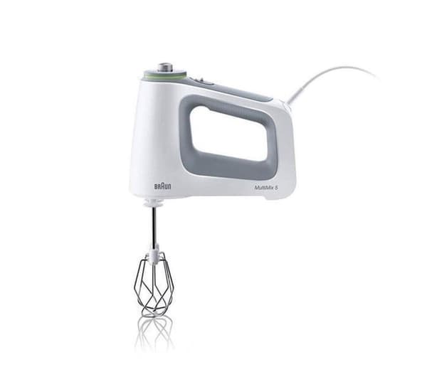 Braun MultiMix 5 HM 5107. Typ: Handmixer, Kontrolltyp: Knoppar, Rotation, Mixerfunktioner: Vispa, knåda, mixa. Produktens färg: Grå, Vit. Material kni