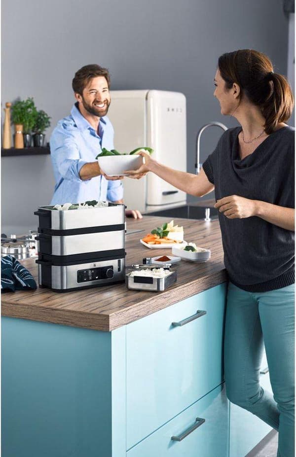 WMF KÜCHENminis - bord - sort - rustfrit stål - knopper - rotation - front - LCD - 50/60 Hz (04 1509 0011)