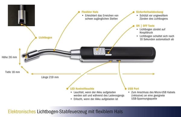HOMIEZ - Keittiön apuvälineet - Sähköinen USB-sytytin