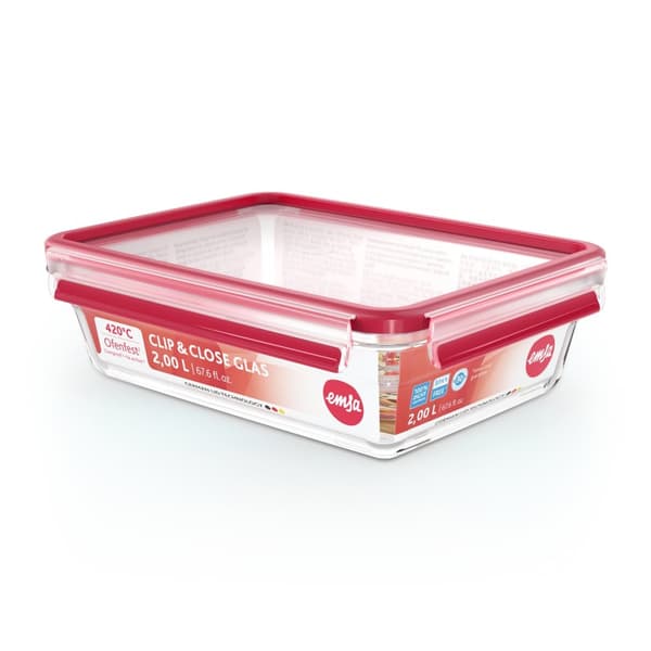 EMSA CLIP & CLOSE GLASS - Box - Rektangulär - 2 l - Transparent - Glas - 420 °C (600744)
