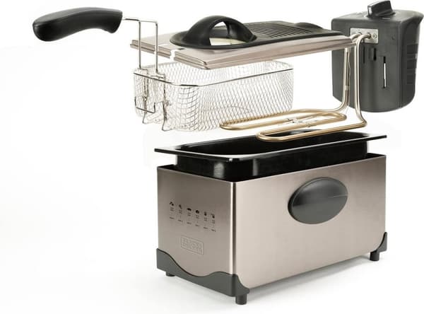 Black & Decker sähköinen rasvakeitin BXDF2100E 2100W 3L hajuton lämpötilavalinta ruostumatonta terästä