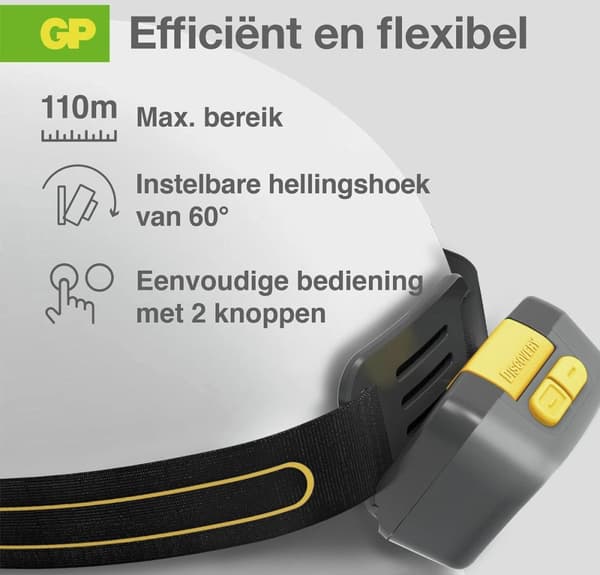 GP Discovery CHW54 LED Forlygte batteridrevet 375 lm 26 h 260GPACTCHW54000