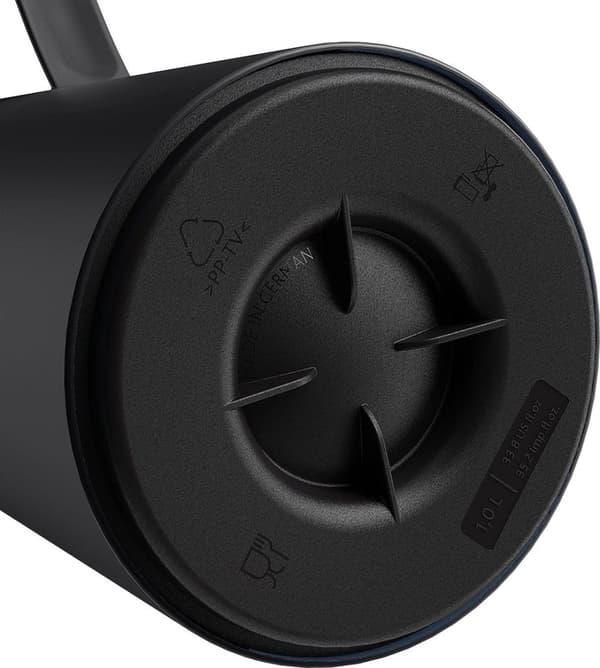 Motiva termospullo, 1 litra, muovi, Quick-Press-suljin, 12 tuntia kuuma, 24 tuntia kylmä, lasipullo, skandinaavinen muotoilu, musta