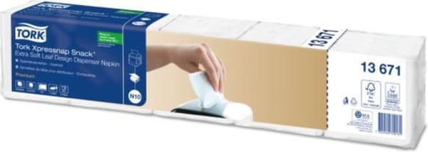Tork Xpressnap Snack® dispenserservett 216x216cm 2-lagers 1/4-faldig Leaf Design vit 5x100x8