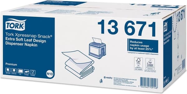 Tork Xpressnap Snack® dispenserservett 216x216cm 2-lagers 1/4-faldig Leaf Design vit 5x100x8