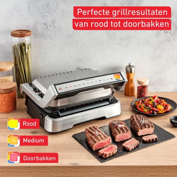 Tefal OptiGrill 2in1 GC772D10 - Sort - Rustfrit stål - Rektangulær - Knapper - 1 zone(r) - Hængsel - 180° (GC772D10)