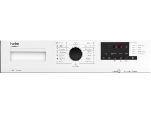 Pralka Beko BEKO Skalbimo kone WUE7612XBWS, 7kg, Energialuokka A, 49 cm, 1200 rpm, Invertterimoottori, Höyrykovettuva, Hygienia+