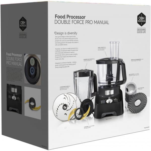 OBH Nordica Double Force Pro Manual -multifunktionell maskin, svart
