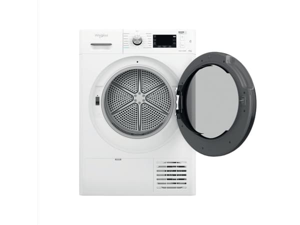 Whirlpool FFT M22 8X2B PL, Frittstående, Frontmatet, Varme pumpe, Hvit, Knapper, Rotasjon, Riktig/Høyre