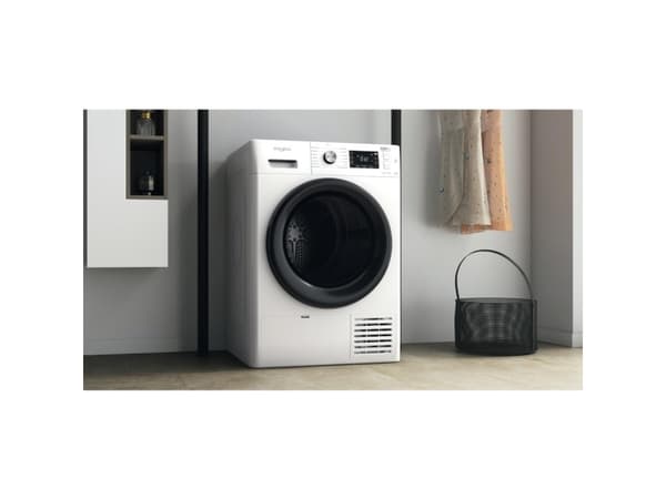 Whirlpool FFT M22 8X2B PL, Frittstående, Frontmatet, Varme pumpe, Hvit, Knapper, Rotasjon, Riktig/Høyre