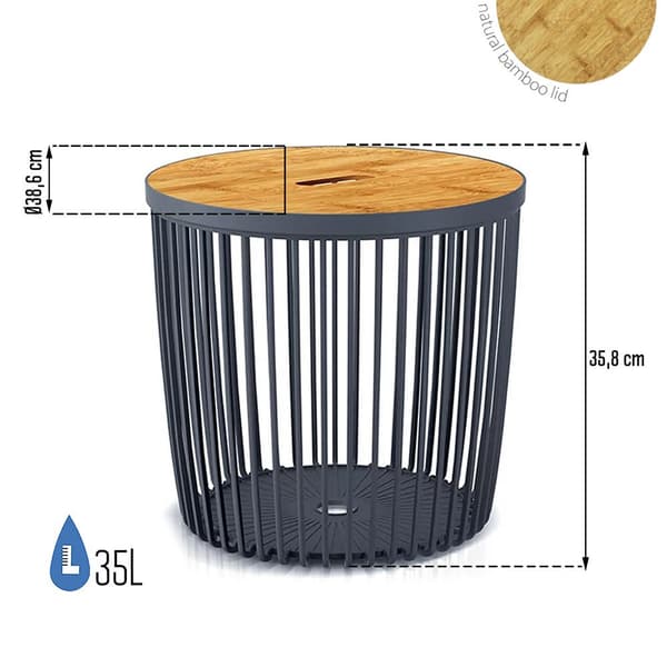 Prosperplast Korg I Rostfritt Stål 35l Clubo Collection 38.6x38.6x35.8 Cm Za4314 Silver