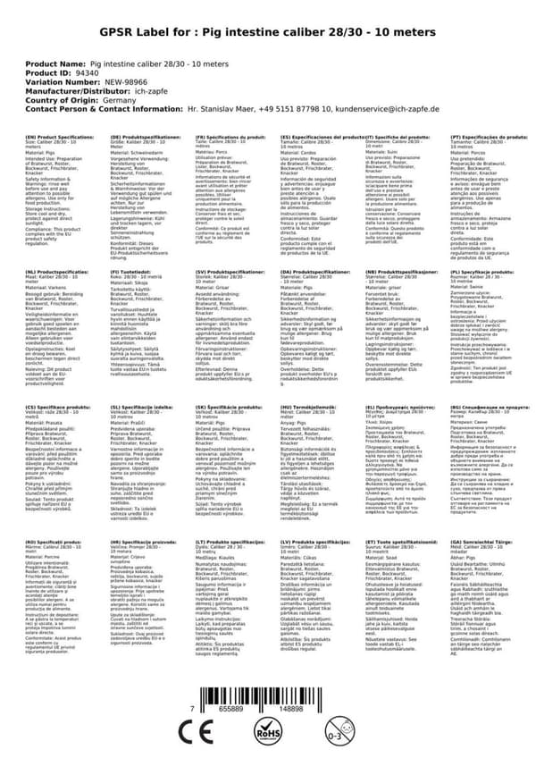 Korvskinn, svintarm kaliber 28/30 - 10 meter