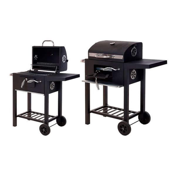 Vaggan Träkolsgrill Med Lock Svart