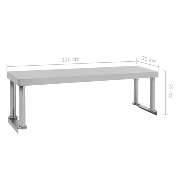 tophylde til arbejdsbord 120x30x35 cm rustfrit stål