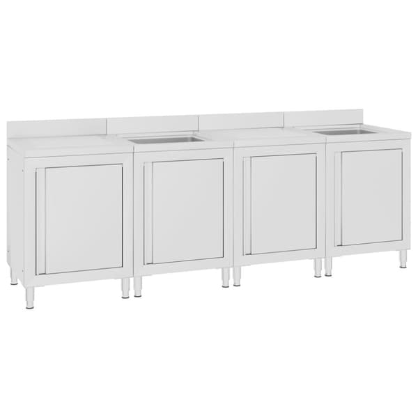 kommerciel køkkenvask med skab 240x60x96 cm rustfrit stål