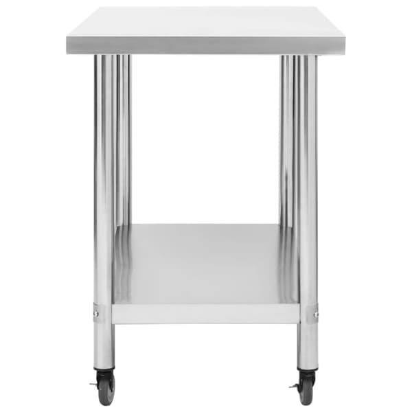 arbejdsbord til køkken med hjul 100x60x85 cm rustfrit stål