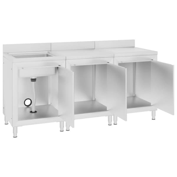 kommerciel køkkenvask med skab 180x60x96 cm rustfrit stål