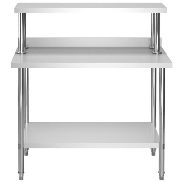 arbejdsbord til køkken med tophylde 120x60x120 cm rustfrit stål