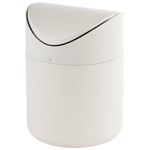 APS 40801 bordsavfallsbehållare av rostfritt stål, avfallsbehållare, soptunna, krämvit, Ø 12 cm, H: 17 cm