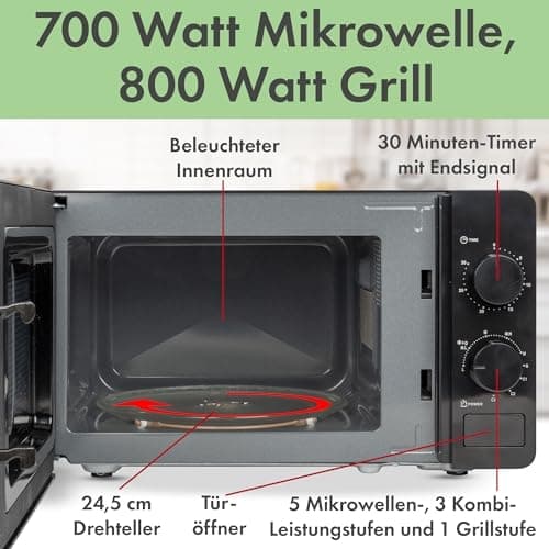 Clatronic MWG 792 mikroovn sort 700 W grillfunktion timerfunktion (264002)