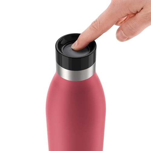 emsa BLUDROP isolerad dricksflaska, 0,7 liter, korall av rostfritt stål, diskmaskinsäker, snabbpressstängning, - 1 st (N3112300)