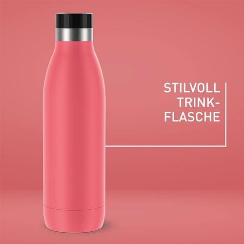 emsa BLUDROP isolerad dricksflaska, 0,7 liter, korall av rostfritt stål, diskmaskinsäker, snabbpressstängning, - 1 st (N3112300)