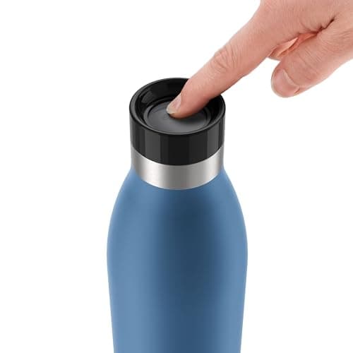 emsa BLUDROP isoleret drikkedunk, 0,7 liter, aqua-blå lavet af rustfrit stål, tåler opvaskemaskine, hurtig tryklukning, - 1 stk (N3112200)